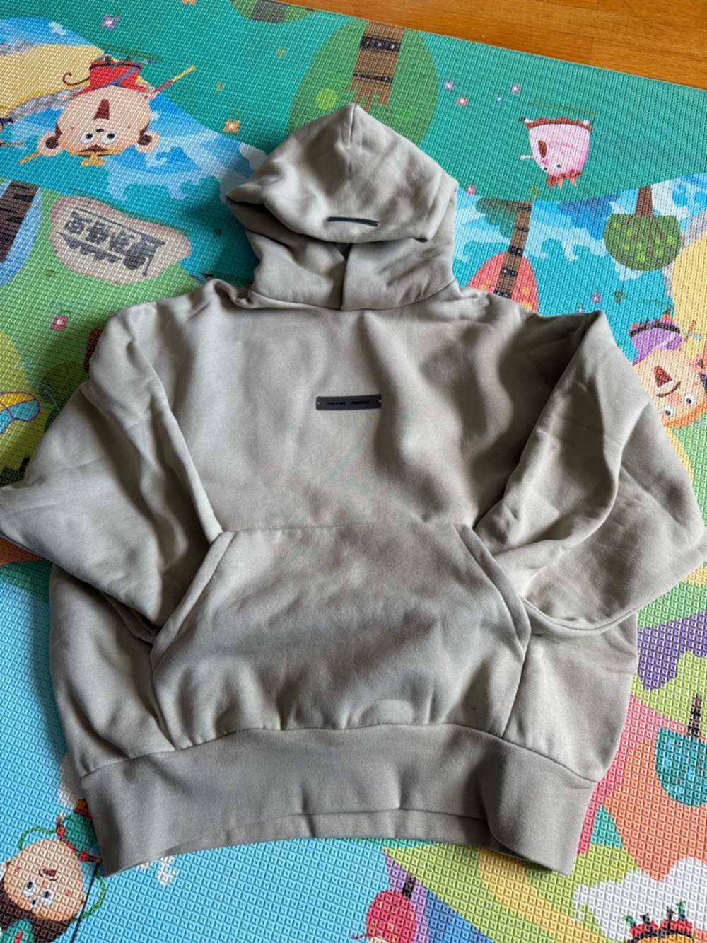 Essentials Hoodie in Abbey Stone w/ Chrome Letters on Back 2025 Edition - XXS